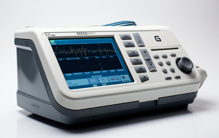 ECG Machine in Front of a White Wallの素材