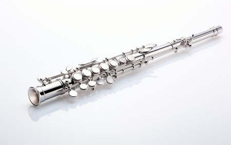 Elegant Flute on a White Surfaceの素材