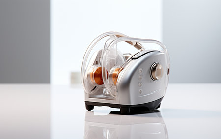 Hearing Aid Machine against a Clean White Backgroundの素材