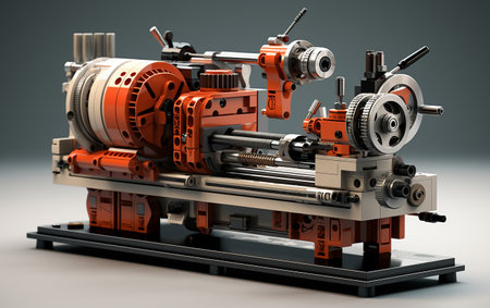 A Lathe Machine against a White Backdropの素材