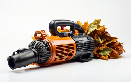 Leaf Blower against a Clean White Backdropの素材