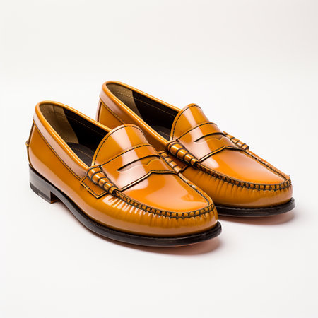Loafers Resting on a White Surfaceの素材