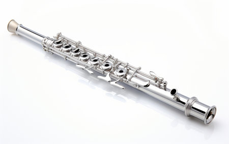 A Flute Resting on a White Surfaceの素材