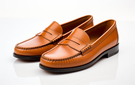 Man's Penny Loafers on a White Backgroundの素材