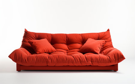 Red Futon on White Backgroundの素材