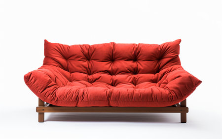 Red Futon on a Clean White Backgroundの素材