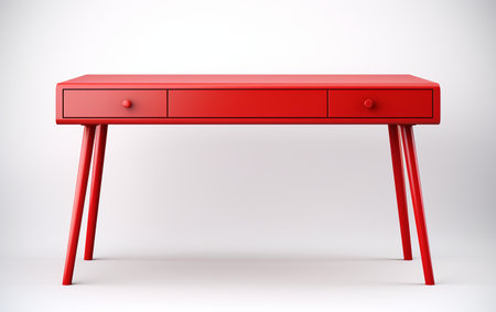 Desk for Computer on White Backgroundの素材