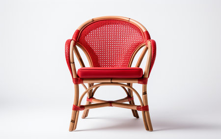 Handwoven Chair on a Pure White Surfaceの素材