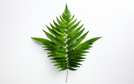 Boston fern leaf against a white backdropの素材