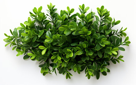 Boxwood leaf against a white backdropの素材