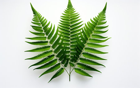 Boston fern leaf against a white backdropの素材