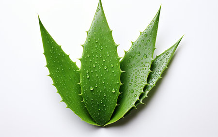 Aloe Vera leaf against a white backgroundの素材