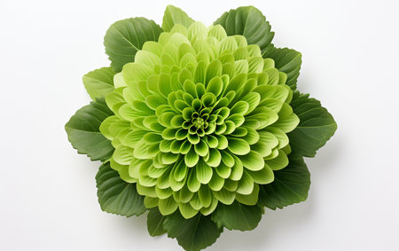 Chrysanthemum leaf against a white backdropの素材