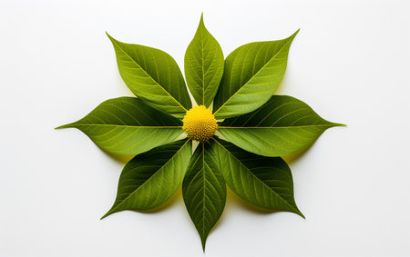 Black-eyed Susan leaf against white backdropの素材
