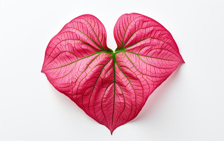 Caladium leaf on a white backdropの素材