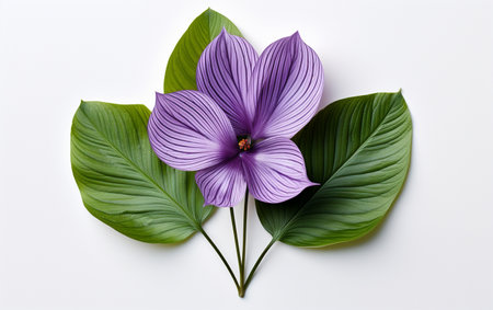 Crocus leaf against a white backdropの素材