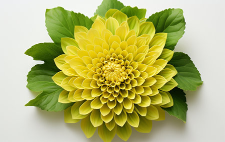 Chrysanthemum leaf against a white backdropの素材