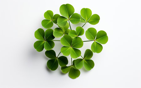 Clover leaf on a white backdropの素材