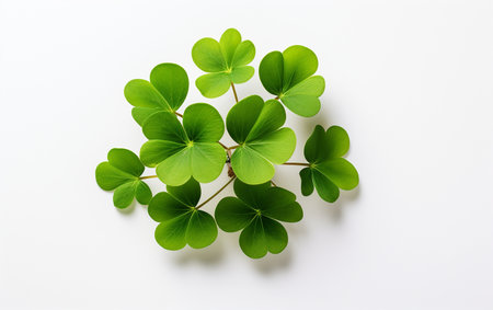 Clover leaf on a white backdropの素材