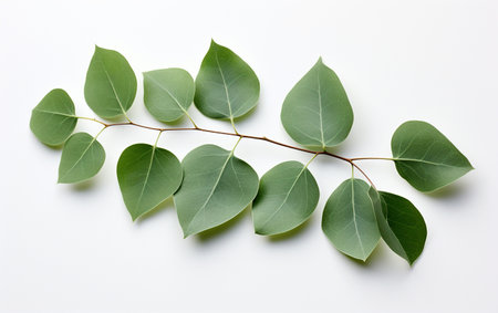 Eucalyptus leaf against a white backgroundの素材