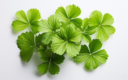 Geranium leaf against a white backdropの素材