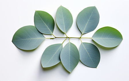 Eucalyptus leaf against a white backgroundの素材