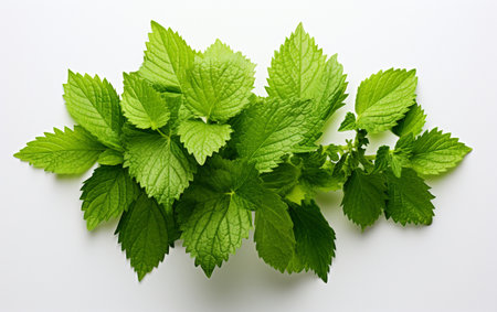 Lemon Balm Leaf on a White Backgroundの素材