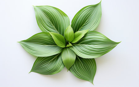 Lily Leaf Against a White Backgroundの素材