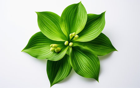 Lily Leaf Against a White Backgroundの素材