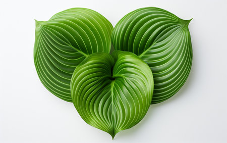 Hosta leaf against a white backdropの素材