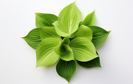 Lily Leaf Against a White Backgroundの素材