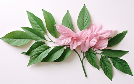 Peony Leaf on a White Backgroundの素材