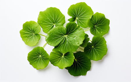 Nasturtium Leaf against a White Backgroundの素材