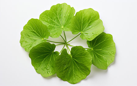 Nasturtium Leaf against a White Backgroundの素材