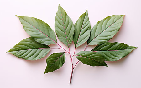 Peony Leaf on a White Backgroundの素材