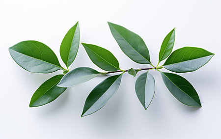 Periwinkle Leaf on a White Backgroundの素材