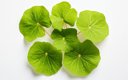 Nasturtium Leaf against a White Backgroundの素材