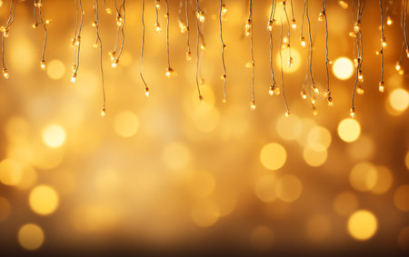 Christmas illumination on a sunny yellow canvas.の素材