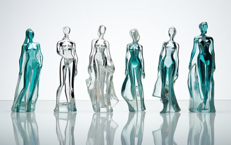 Glass figurines on the backdrop of whiteの素材