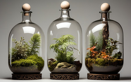Glass Terrariums on the White Backgroundの素材