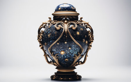 Celestial Galaxy Urn against a White Backgroundの素材