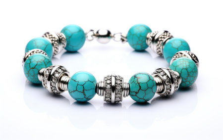 Elegant Turquoise Beaded Bracelet with a Splash of Vibrant Colorの素材