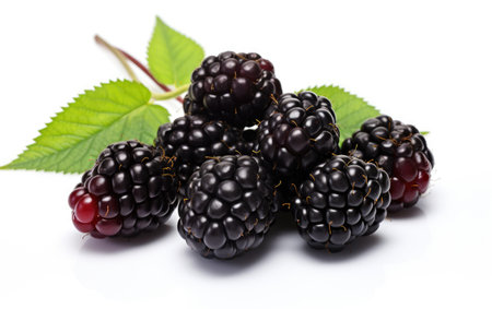 A Bunch of Boysenberries on a White Isolationの素材