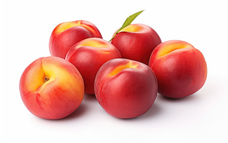 A bunch of nectarines isolated on the white backgroundの素材