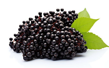 A Cluster of Elderberries Isolated on White Backgroundの素材