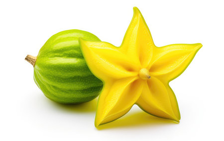 Fresh Star Fruit on White Backgroundの素材