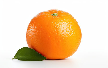 A juicy tangerine set against a white backgroundの素材