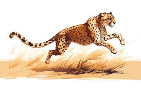 Sprinting Cheetah in the Vast Savanna Landscapeの素材
