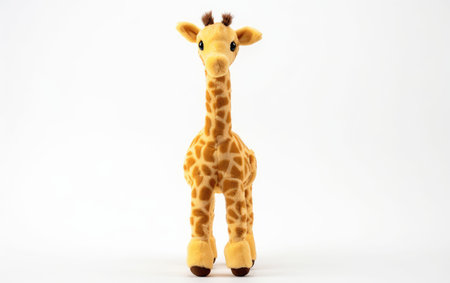 Soft Toy Giraffe Featuring a Long Neck on White. Ai generatedの素材