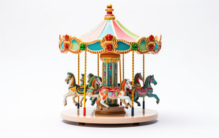 Musical Toy Carnival Carousel Featuring Vibrant Horsesの素材